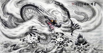 Chinese Dragon Painting,68cm x 136cm,wxy41212004-x