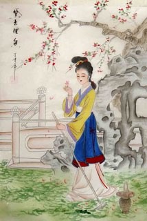 Chinese Dream of the Red Chamber Beauties & Figures Painting,30cm x 40cm,3336032-x