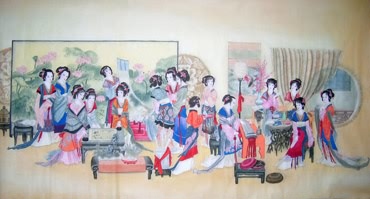Chinese Dream of the Red Chamber Beauties & Figures Painting,97cm x 180cm,3506014-x