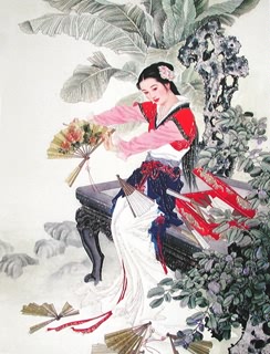Chinese Dream of the Red Chamber Beauties & Figures Painting,60cm x 80cm,3537005-x