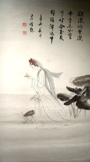 Chinese Dream of the Red Chamber Beauties & Figures Painting,48cm x 96cm,3718004-x