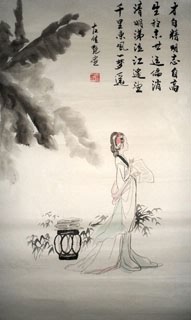 Chinese Dream of the Red Chamber Beauties & Figures Painting,48cm x 96cm,3718010-x