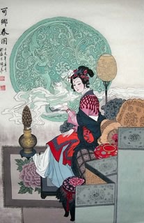 Chinese Dream of the Red Chamber Beauties & Figures Painting,68cm x 110cm,3720006-x