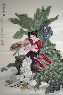 Chinese Dream of the Red Chamber Beauties & Figures Painting,68cm x 110cm,3720009-x