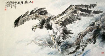 Chinese Eagle Painting,97cm x 180cm,4447005-x