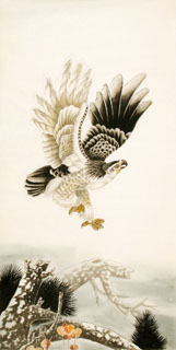 Chinese Eagle Painting,66cm x 130cm,4481008-x