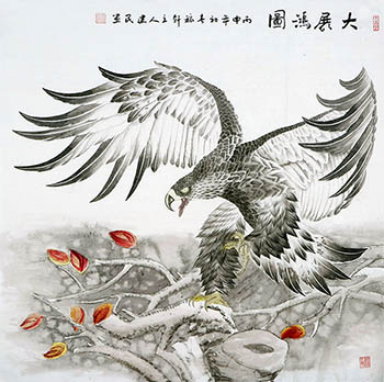 Chinese Eagle Painting,120cm x 120cm,4481037-x