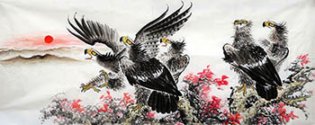 Chinese Eagle Painting,96cm x 240cm,4612007-x