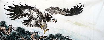 Chinese Eagle Painting,180cm x 68cm,4612008-x