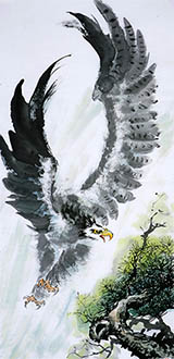 Chinese Eagle Painting,68cm x 136cm,cyd41123001-x