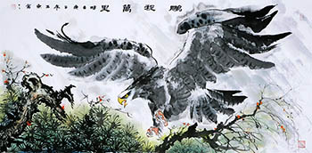 Chinese Eagle Painting,68cm x 136cm,cyd41123002-x