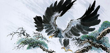 Chinese Eagle Painting,68cm x 136cm,cyd41123003-x
