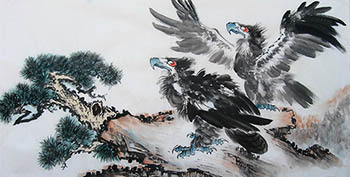 Chinese Eagle Painting,68cm x 136cm,cyd41123005-x