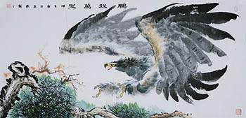 Chinese Eagle Painting,68cm x 136cm,cyd41123008-x