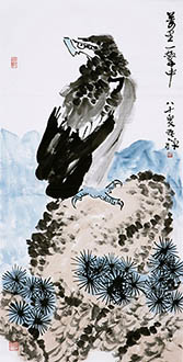 Chinese Eagle Painting,68cm x 136cm,wjh41220005-x