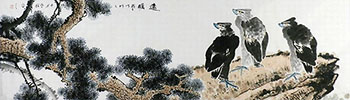 Chinese Eagle Painting,70cm x 240cm,wjh41220008-x