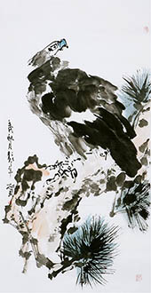 Chinese Eagle Painting,68cm x 136cm,wjh41220010-x