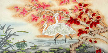 Chinese Egret Painting,66cm x 136cm,2324028-x