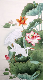 Chinese Egret Painting,50cm x 100cm,2340067-x