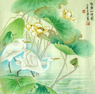 Chinese Egret Painting,50cm x 50cm,2414008-x