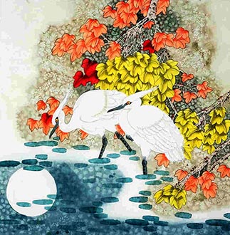 Chinese Egret Painting,65cm x 63cm,2449012-x