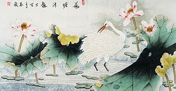 Chinese Egret Painting,66cm x 130cm,2527026-x