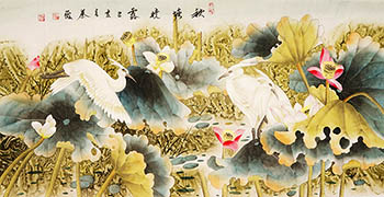 Chinese Egret Painting,66cm x 130cm,2527030-x