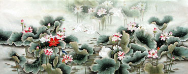 Chinese Egret Painting,120cm x 360cm,2600009-x