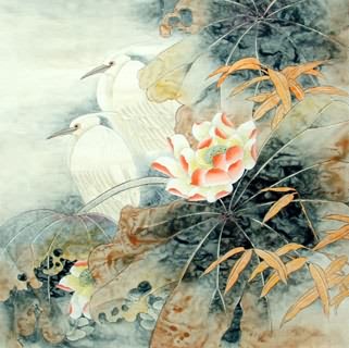 Chinese Egret Painting,69cm x 69cm,2614038-x