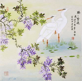 Chinese Egret Painting,68cm x 68cm,2702053-x