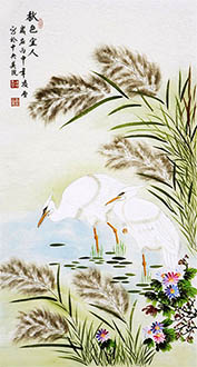 Chinese Egret Painting,50cm x 100cm,2702055-x