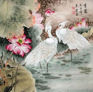 Chinese Egret Painting,69cm x 69cm,2703014-x