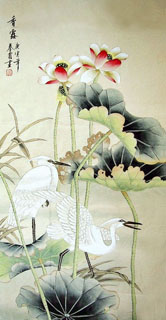 Chinese Egret Painting,66cm x 136cm,2703039-x