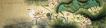 Chinese Egret Painting,48cm x 176cm,zcb21196008-x