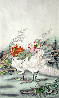 Chinese Egret Painting,65cm x 105cm,zga21210003-x