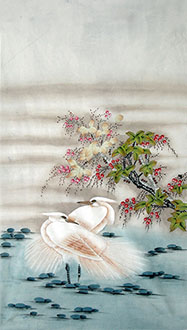 Chinese Egret Painting,65cm x 105cm,zga21210008-x