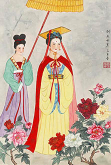 Chinese Emperor & Empress Painting,45cm x 65cm,3531007-x