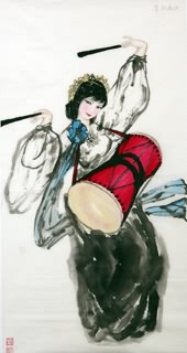 Chinese Ethnic Minority Painting,50cm x 100cm,3348006-x