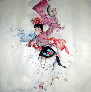 Chinese Ethnic Minority Painting,69cm x 69cm,3348035-x