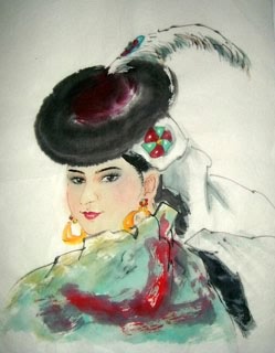 Chinese Ethnic Minority Painting,34cm x 46cm,3515008-x