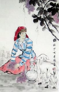 Chinese Ethnic Minority Painting,69cm x 46cm,3812008-x
