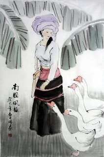 Chinese Ethnic Minority Painting,69cm x 46cm,3813024-x