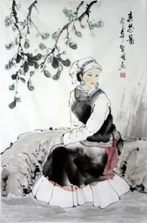 Chinese Ethnic Minority Painting,69cm x 46cm,3813028-x