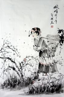 Chinese Ethnic Minority Painting,69cm x 46cm,3813040-x