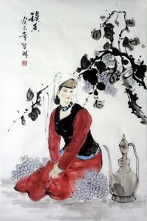 Chinese Ethnic Minority Painting,69cm x 46cm,3813042-x
