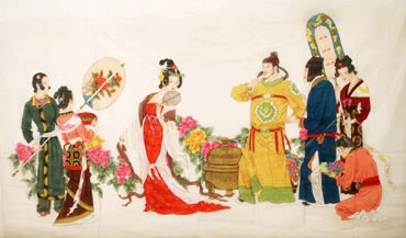 Chinese Famous Four Beauties Painting,138cm x 235cm,3340002-x
