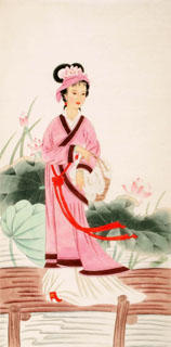 Chinese Famous Four Beauties Painting,66cm x 130cm,3340004-x
