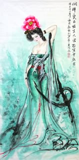 Chinese Famous Four Beauties Painting,69cm x 138cm,3348001-x