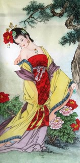 Chinese Famous Four Beauties Painting,34cm x 69cm,3533015-x