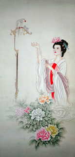 Chinese Famous Four Beauties Painting,50cm x 100cm,3533022-x